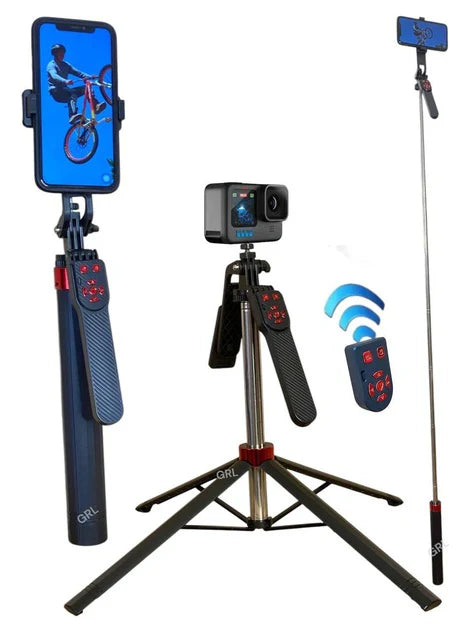 Trépied Selfie Stick 2-en-1 avec Télécommande Bluetooth – Support Téléphone & Caméra