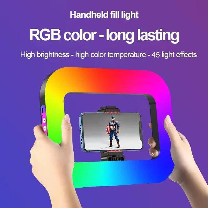 Ring Light Rectangulaire RGB 20W Rechargeable – Éclairage Professionnel pour TikTok, Reels & Streaming