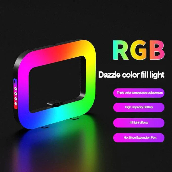 Ring Light Rectangulaire RGB 20W Rechargeable – Éclairage Professionnel pour TikTok, Reels & Streaming