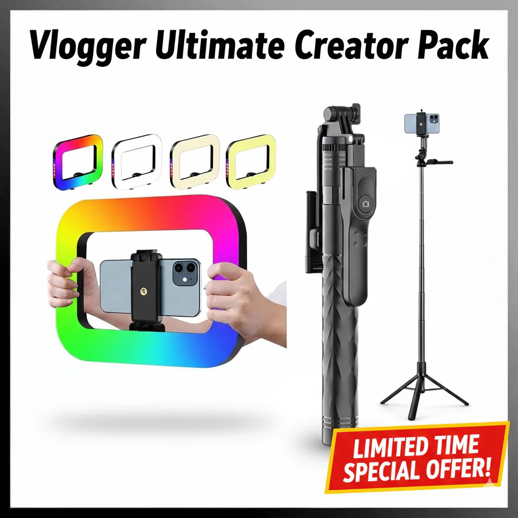 Ring Light Rectangulaire RGB 20W Rechargeable – Éclairage Professionnel pour TikTok, Reels & Streaming